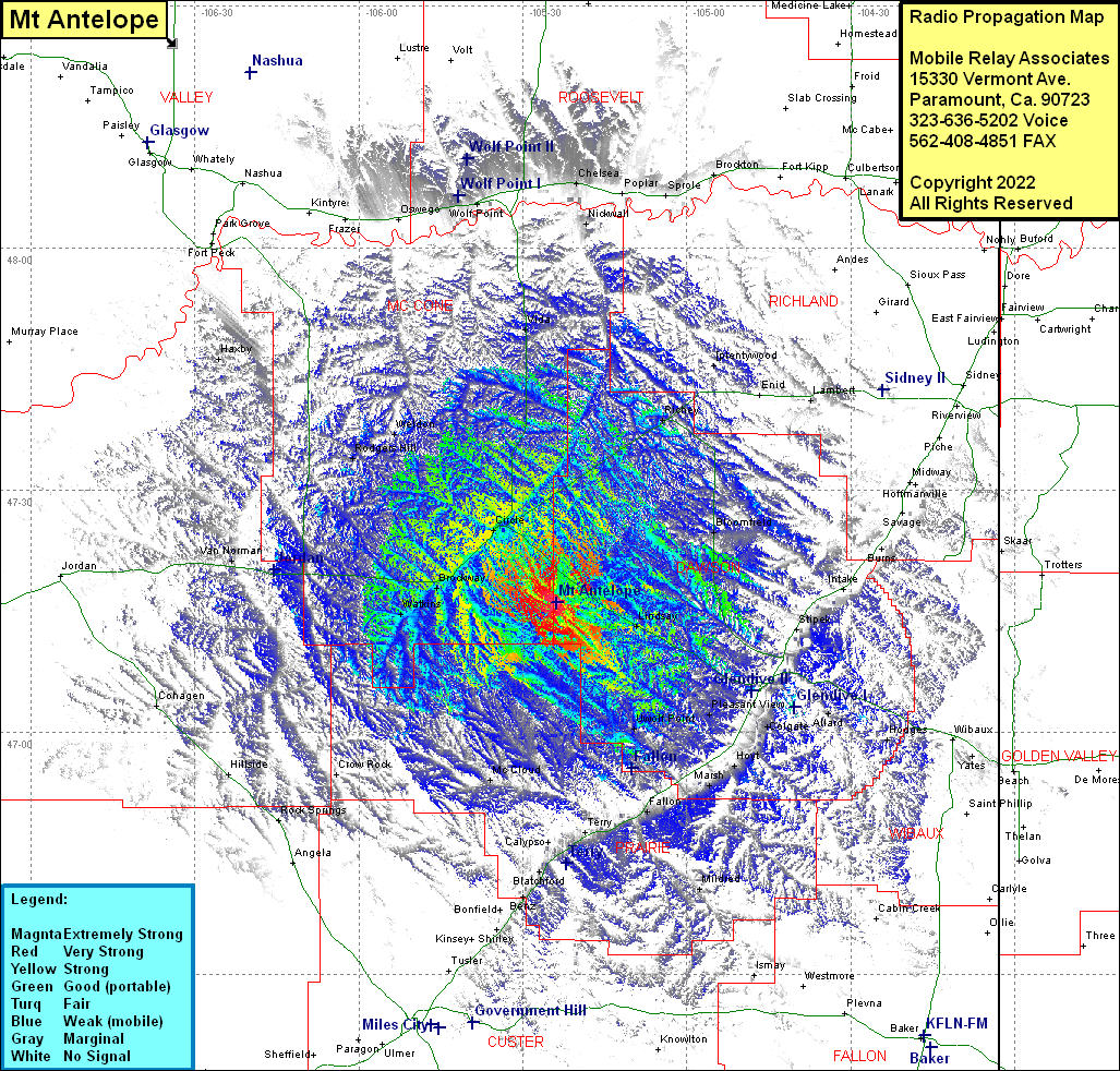 heat map radio coverage Mt Antelope